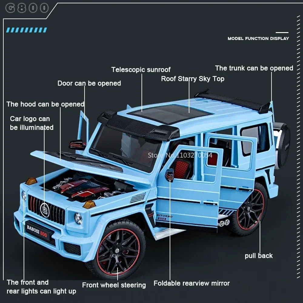 1/18 Scale G800 Model Car Toy Alloy Diecast Metal Off-Road Vehicle Collection With Sound & Light Toy Cars Children Gift Series