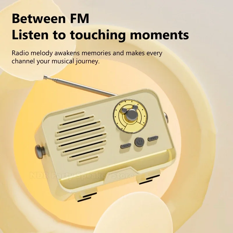 Wireless Bluetooth Heavy Bass Speaker Stereo Sound Mini Woofer Speaker USB TF Card Mini Outdoor Portable Retro Speaker FM Radio