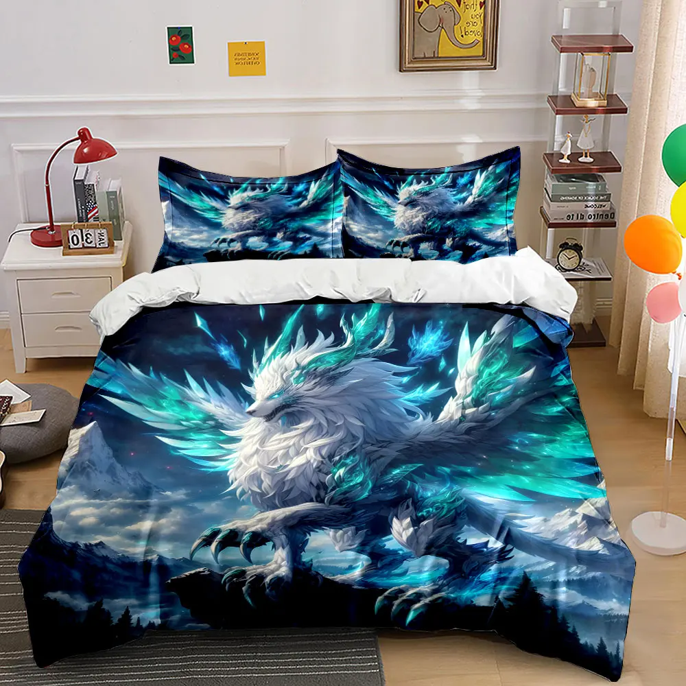 

"Fantasy Creature Trio Mountain Adventure" Exquisite three-piece bedding set gift for kids and adults