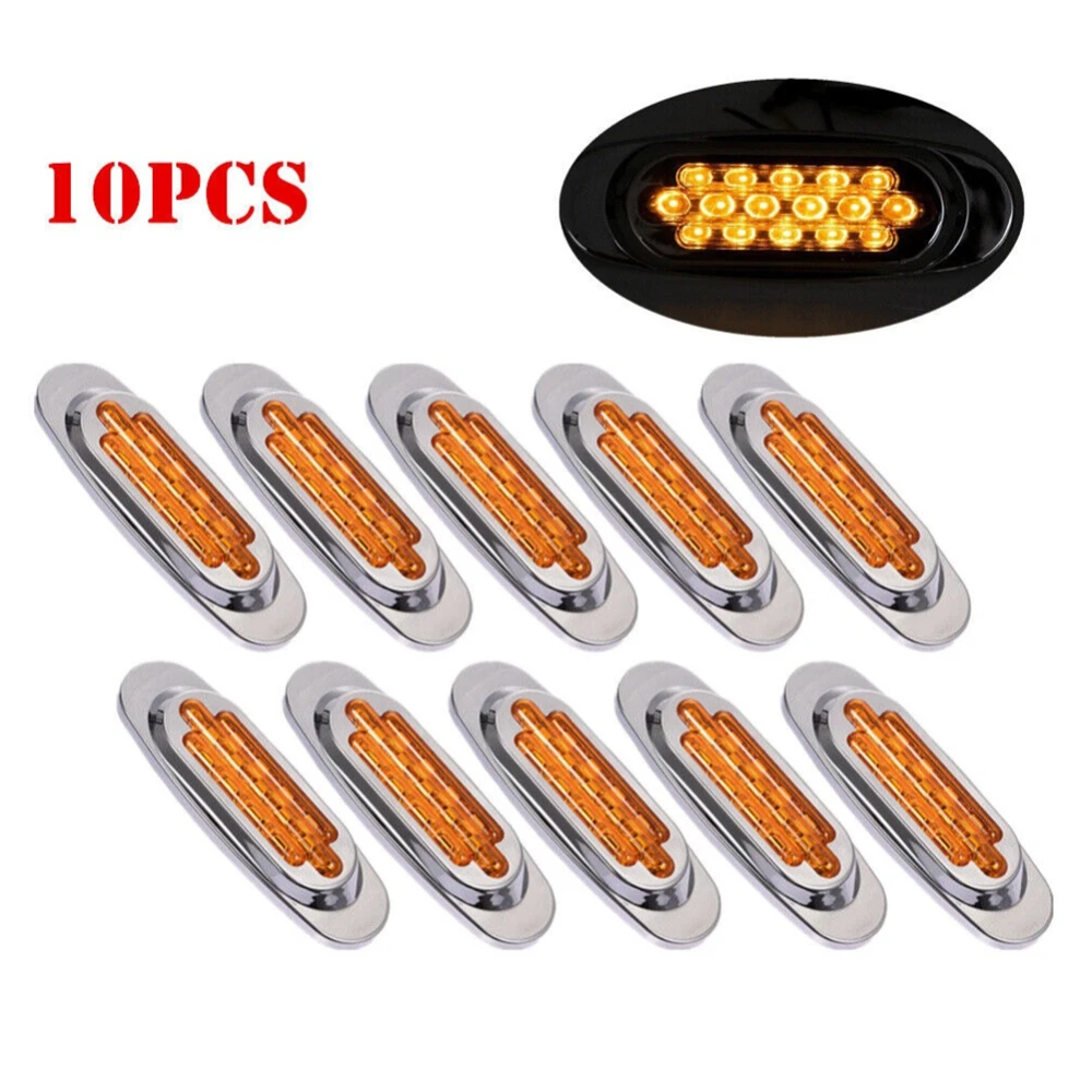 

10PCS Amber Side Marker Clearance Light 16 LED Semi Truck LED Trailer Lights for Freightliner 12V