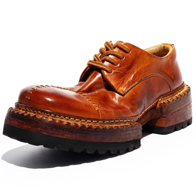 European England Retro Washed Horse Skin Handmade Casual Shoes for Men's Women's Genuine Leather Soles Goodyear Horsehide Shoes