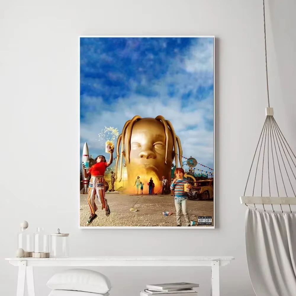 الهيب هوب المغني T-Travis S-Scott المشارك Vintage يطبع الفن المنزل قماش اللوحة الحمام المطبخ بار اكسسوارات الجدار ملصق
