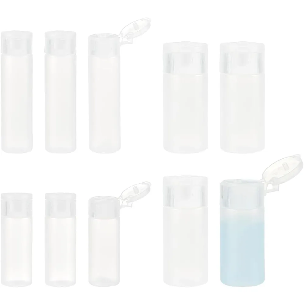 10Pcs 12ml/18ml/30ml Travel Bottles Plastic Toiletry Bottles Flip Cap Squeeze Sample Bottle Containers for Makeup Lotion