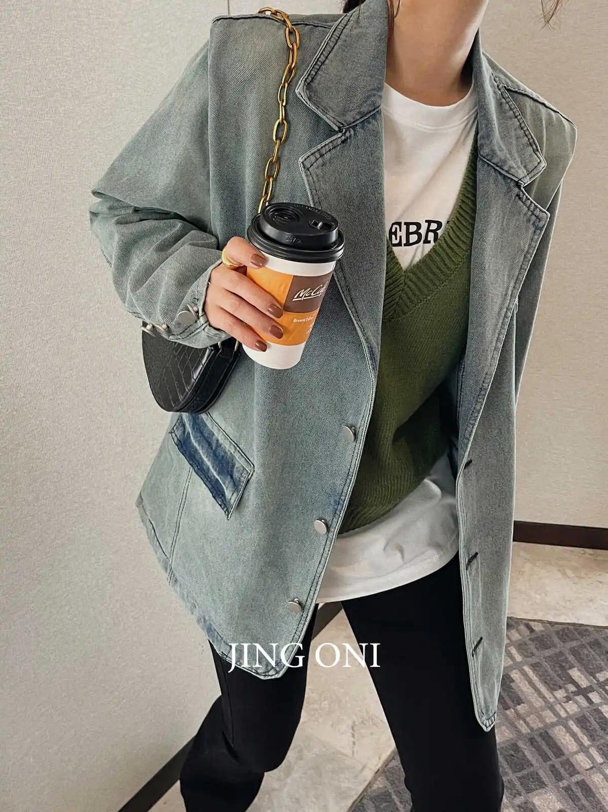

Retro Denim Suit Jacket For Women In Autumn And Winter 2025, New Washed And Worn Loose Korean Casual Jacket