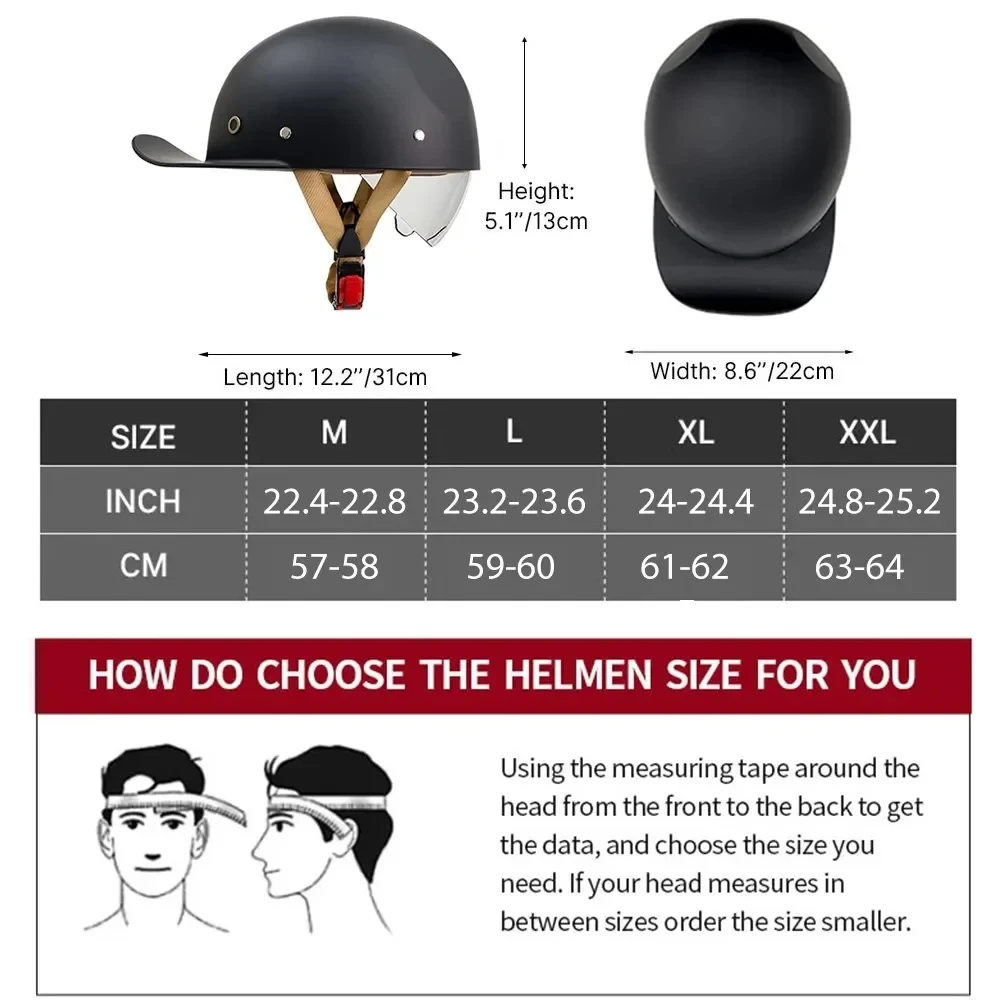 Cycling Helmet Motorcycle ECE DOT Certification Moto Helmet Half Face Men Women Baseball Cap ABS Material Capacete De Moto