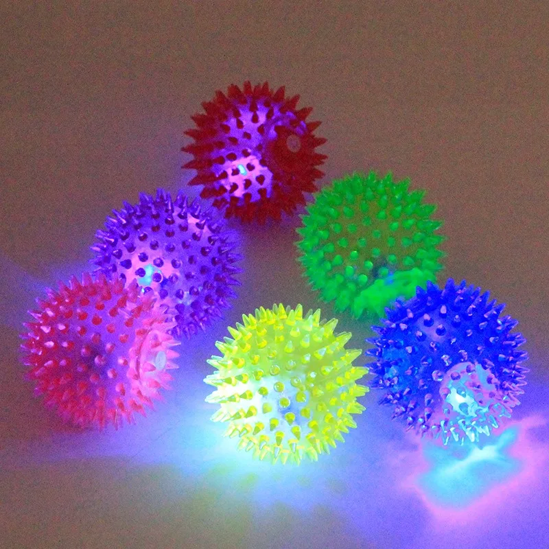 Flashing Light Up Lovely Dog Puppies Cat Pet Hedgehog Ball Rubber Bell Sound Ball Creative Funny Playing Toy for Pets Enjoyable