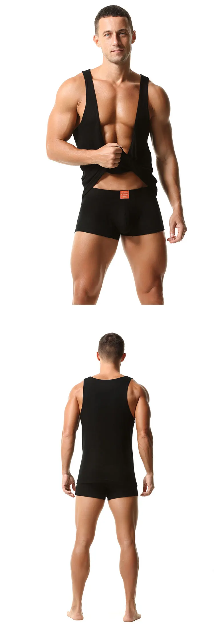 TAUWELL Herren-Tanktop mit geripptem Wickel-Design und tiefem V-Ausschnitt, ärmelloses Muskelshirt aus weichem Stretch-Gewebe für Fitness und Freizeit – Detail 6
