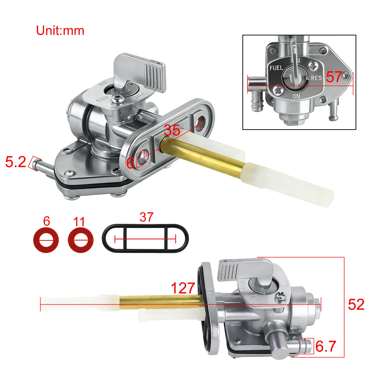 Fuel Petcock Valve Petrol Tap 34mm for Suzuki LT50 LT80 LTZ50 LTZ250 Z400 LTZ400 GSF 600 1200 LTF250 LTF300F KFX50 LS650