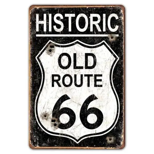 Ylens Vintage Metal Tin Signs Garage 8 x 12 Sign - Historic Old Route 66 Car ...