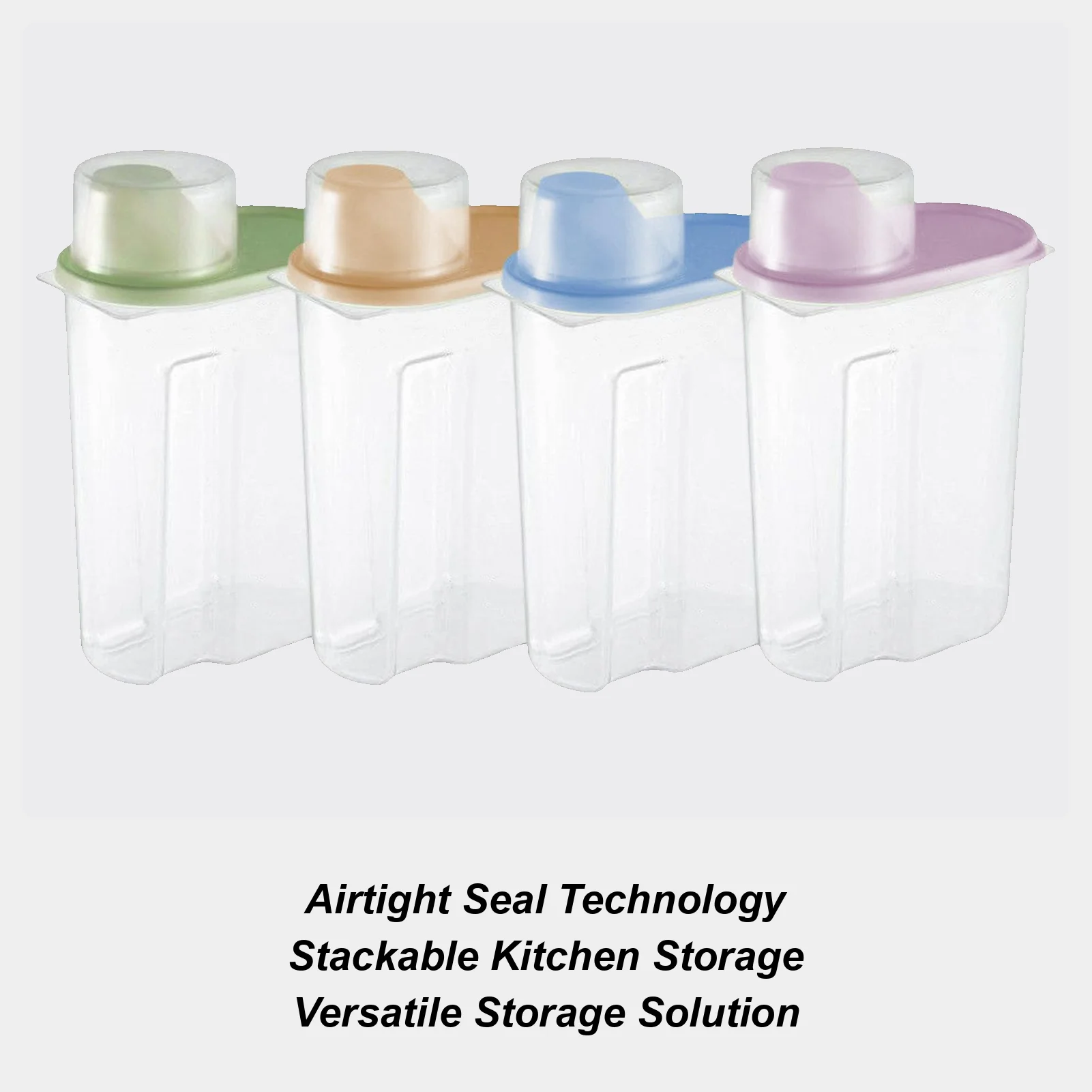 Juegos de botes para la cocina, 4 piezas, 2,5 L, organización transparente hermética con tapa, contenedor de almacenamiento de arroz para despensa de alimentos, arroz