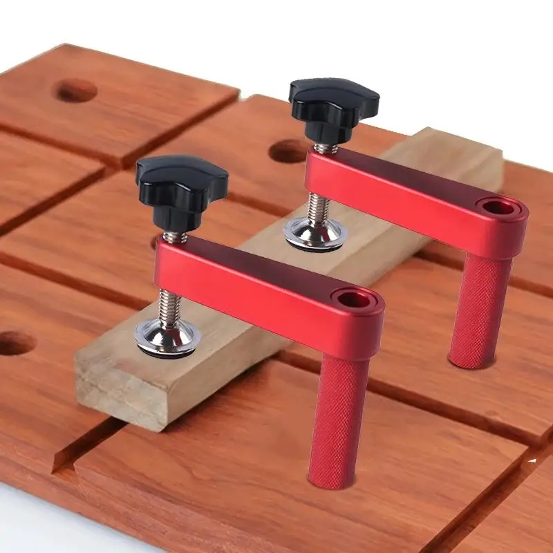 1/2Pc Bench Dog Clamp,19mm/20mm Stable Dog Hole Clamp,Adjustable MFT Table Aluminum Table Clamp for Woodworking Tool