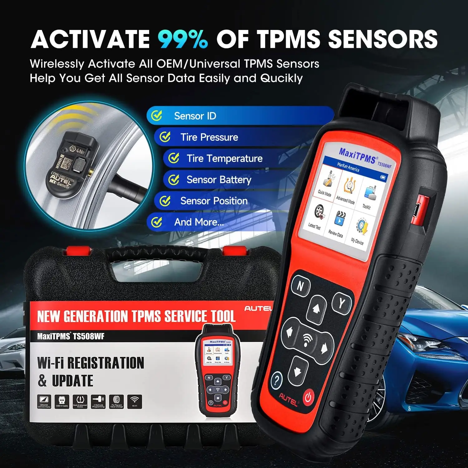 Autel MaxiTPMS TS508WF TPMS Diagnostic Tool WiFi Version Upgrade WiFi Ver. of TS508 TS501 TS408 TS601 Tire Pressure Monitor