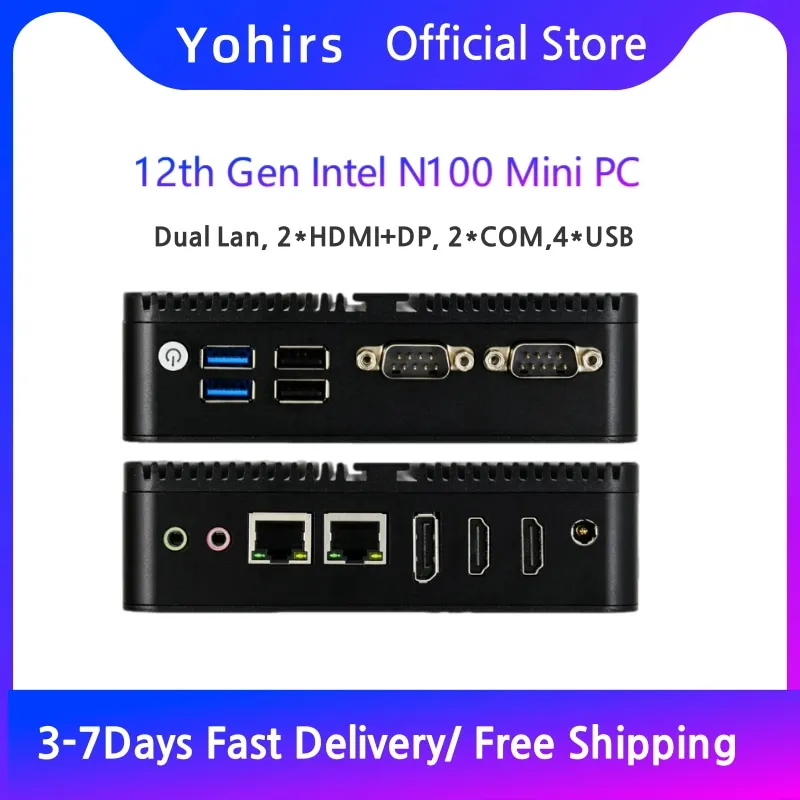 12Th Gen 4 Core Mini Computer Host Celeron J6413 J6426 Intel N100 N95 2* Giga RJ45 Lan 3*4K Display 2*COM Fanless Industrial PC