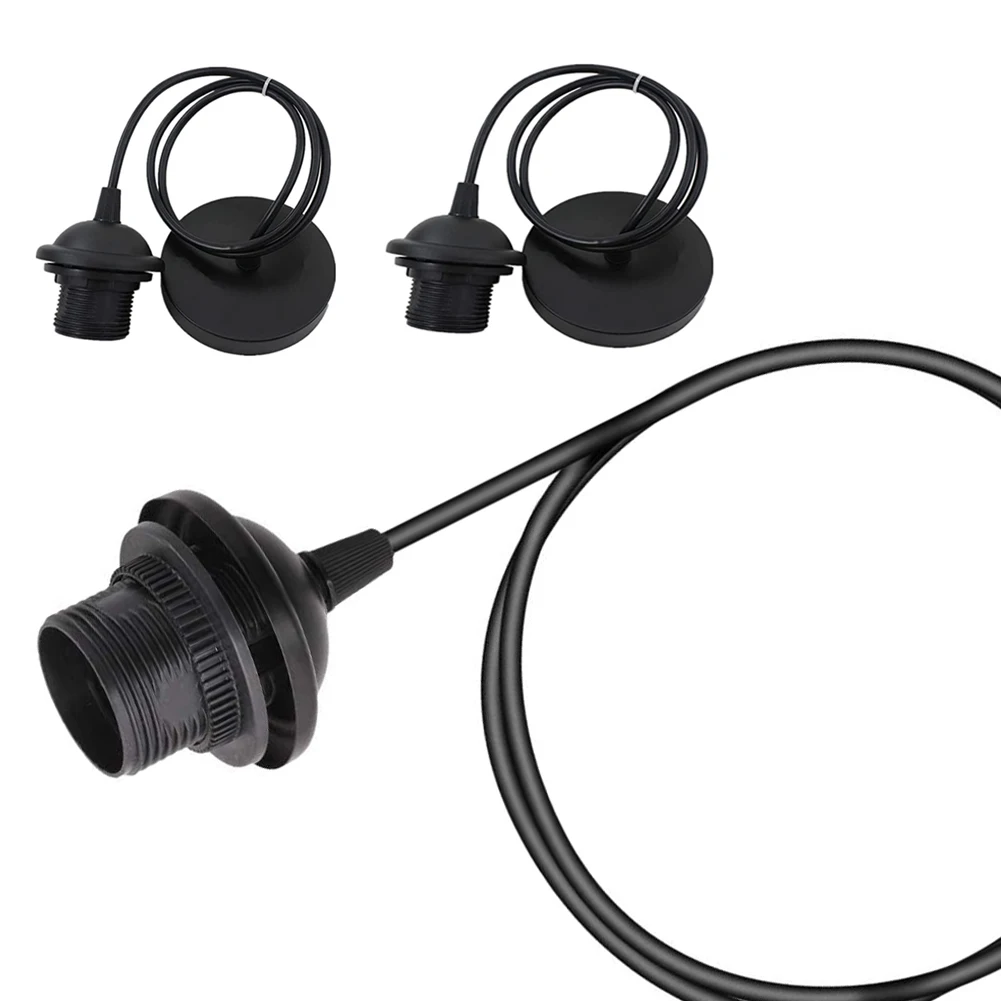 Modern Simplicity E27 Lamp Holder 2 pack Screw Ceiling Led Socket 220V 110V 1m Black Lamp E27 Base for Home Vintage Edison Bulb