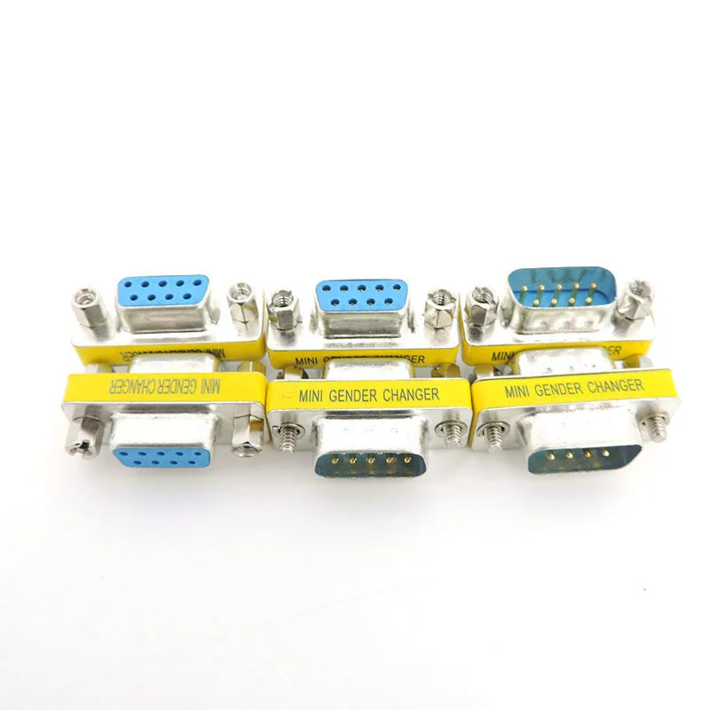 1x DB9 9pin VGA male female to Male Female cable connector converter m F MINI Gender Changer adapter RS232 Com D-Sub VGA plug L1