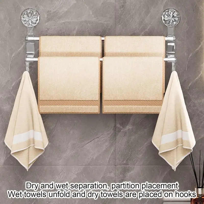 Toallero de doble capa con ventosa, soporte de acero inoxidable para puerta de ducha, barra de toalla, Soporte para Baño