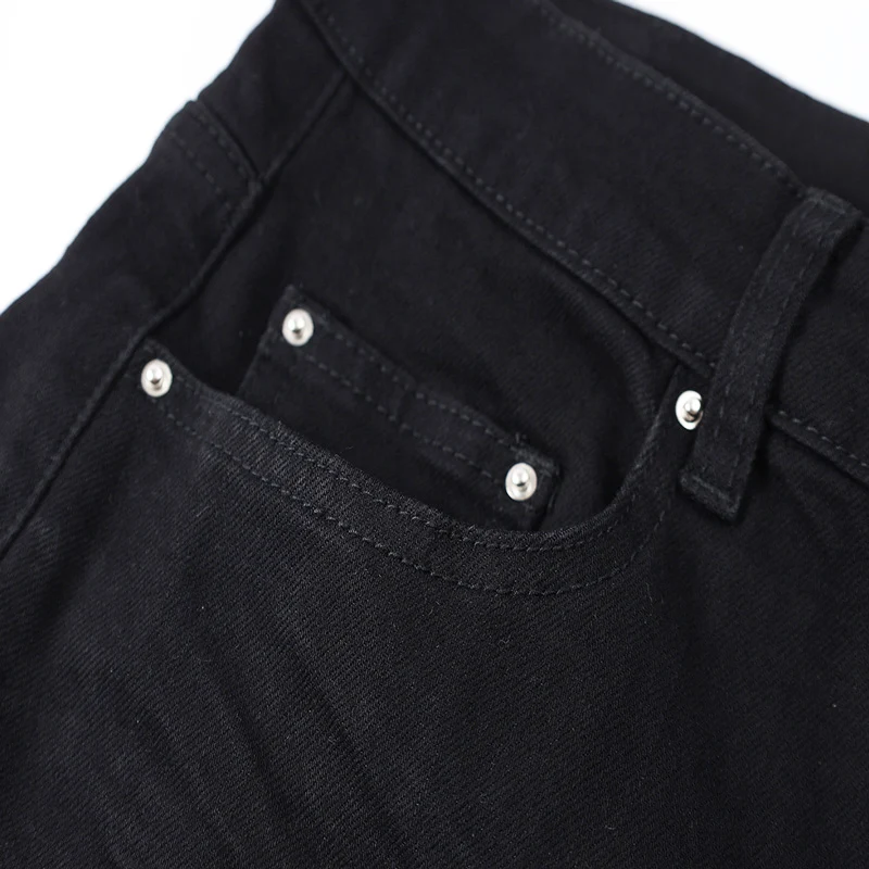 Y2Knew black jeans, washed, nostalgic, stretchy, slim fit, painted, pleated, beaded patch jeans, high street designer,