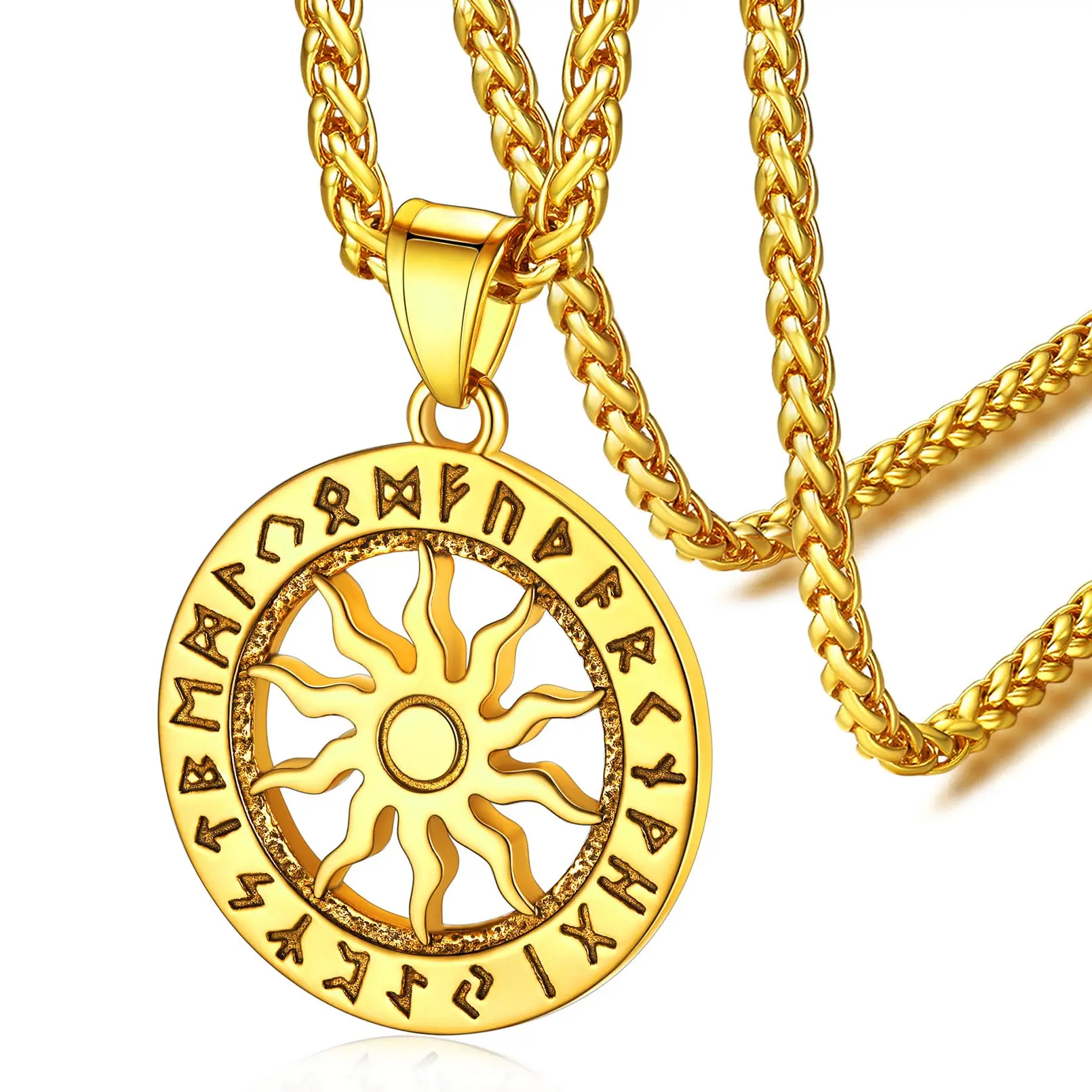 ChainsPro Men Necklaces Viking Runes Snake Ouroboros Triangle Celtic Knot Triquetra Spear Valknut Hammer Stainless Steel Jewelry