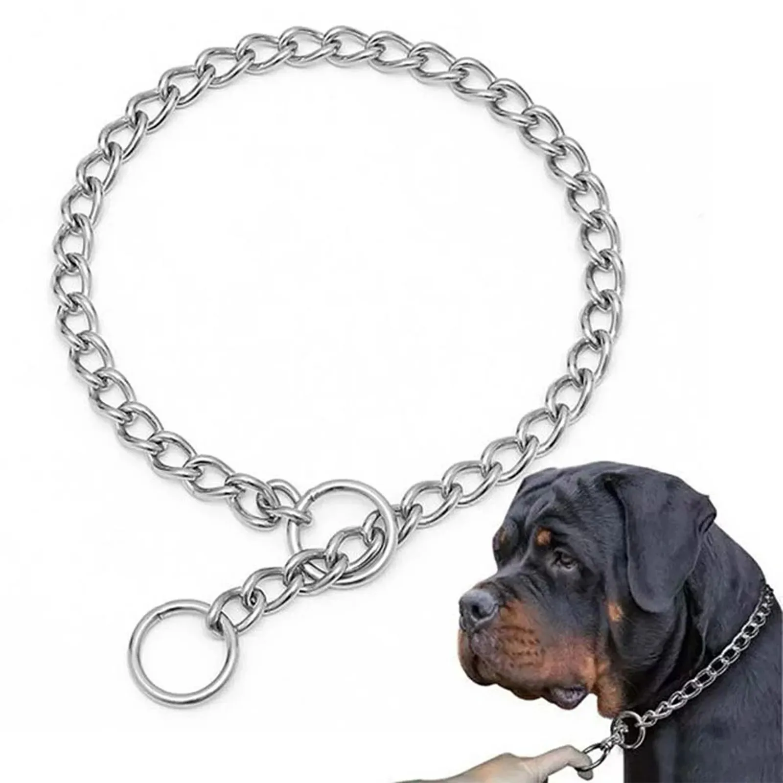 Metal Dog Training Choke Chain Collars For Small Medium Large Dogs Pitbull Bulldog Strong Stainless Iron Dog Slip Collar