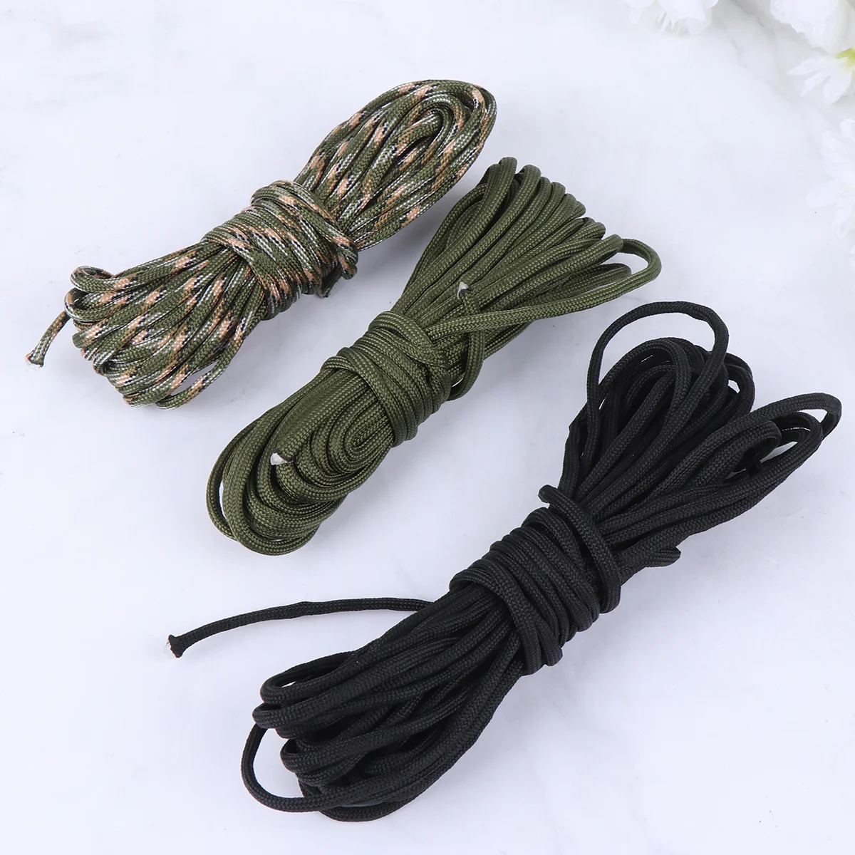 

3Pcs Bright Color Braided Nylon Rope Durable Clothes Drying Rope for Camping Outdoor DIY Weaving Pendant Bracelet
