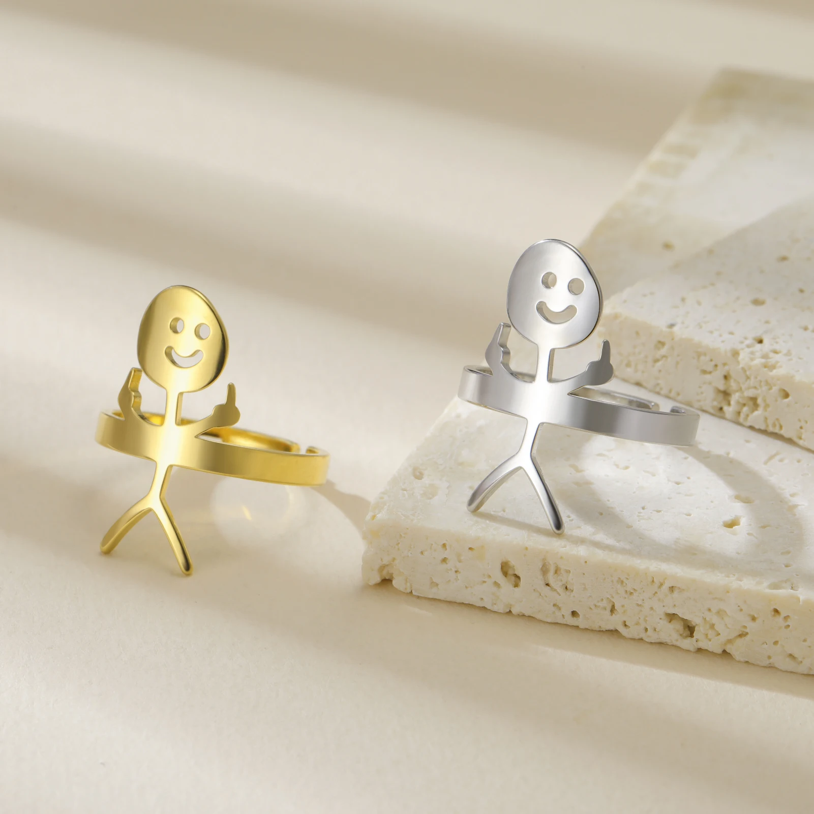 خاتم مفتوح من الفولاذ المقاوم للصدأ للرجال والنساء ، خاتم قابل للتعديل ، إصبع وسطي ، هدية مجوهرات مضحكة ، هيب هوب ، Fuxik أنت #3