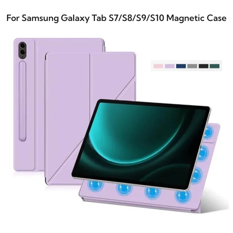 For Samsung Galaxy Tab S10 Ultra 14.6 S10 Plus S10+ 12.4 S9 FE Plus S8 Plus S7 EF S8 S7 11 Magnetic Deformation Y-Folding Cover