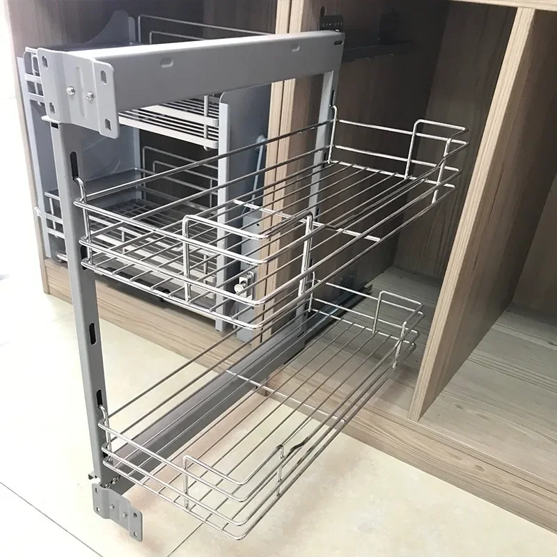 Kitchen Cabinet Floor Cabinet Multi-functional Side Pull Basket Crystal Narrow Edge Drawer Storage Pull Basket