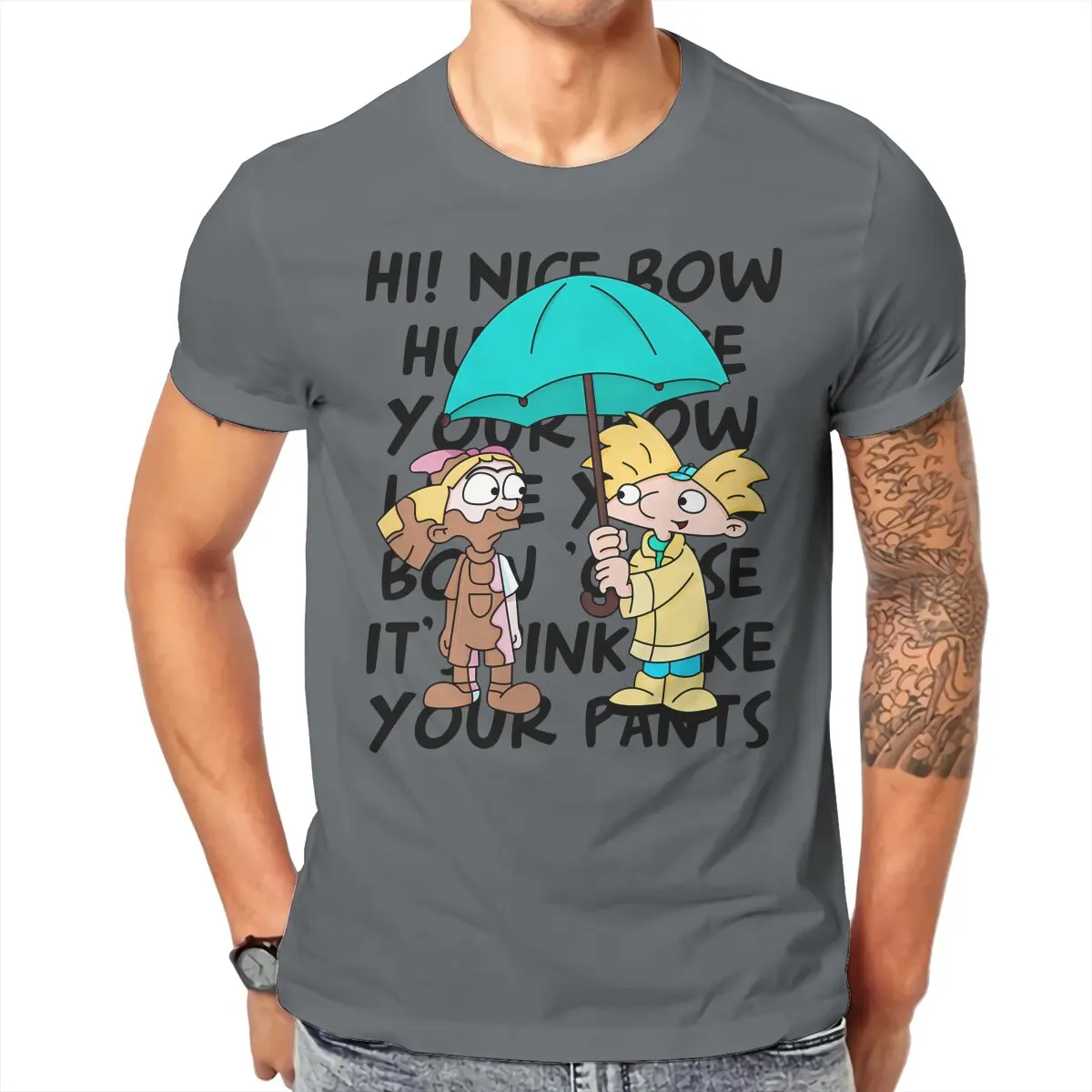 Helga Nice Bow Hey Funny Arnold T Shirt Classic Teenager Grunge Loose O-Neck TShirt Top sell  Harajuku Men's Streetwear