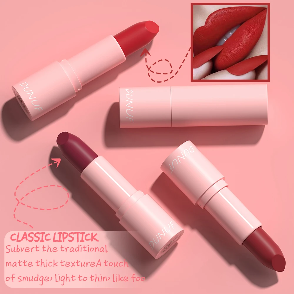 DUNUF 12 Matte Moisturizing Velvet Mist Lipstick for Easy Coloring