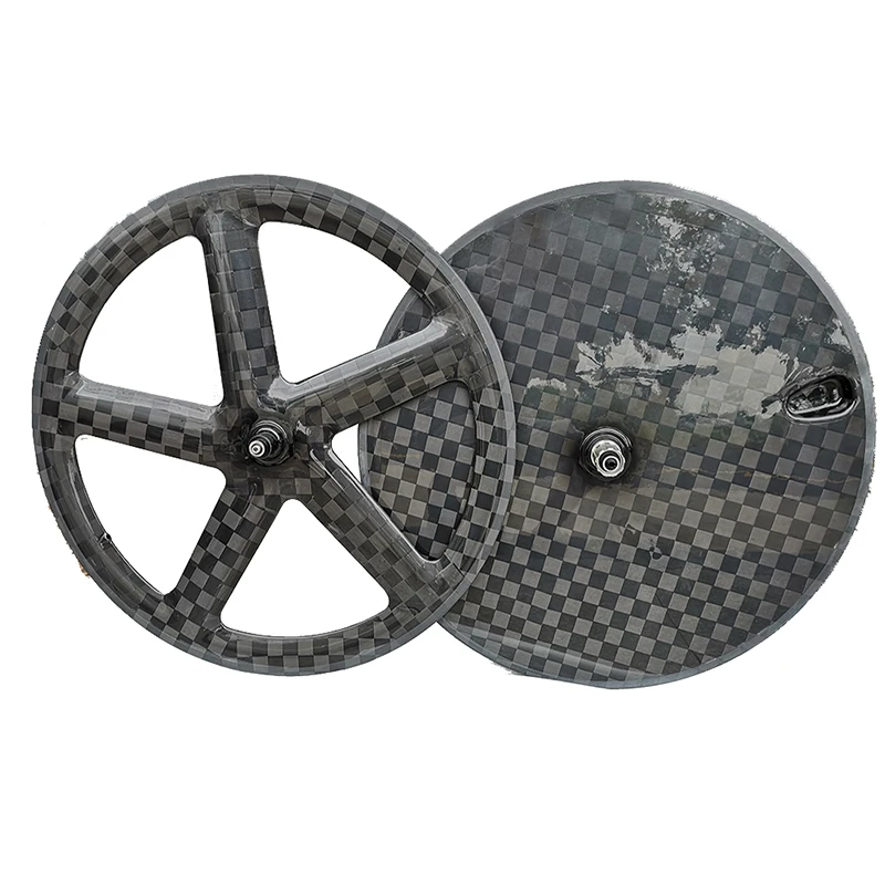 Factory Time Trial Disc Wheelset Carbon 5 Spokes Five Wheels Rear for Road /TT Bike /Track Center Lock Disc Brake