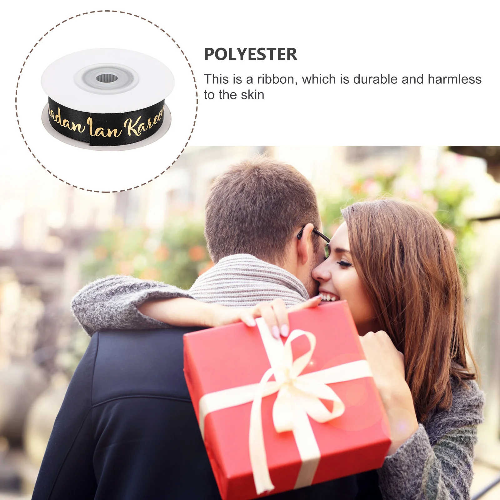 

1 Roll Black Eid -Fitr Gift Wrapping Ribbon Long Service Premium Polyester Decorative Gift Packaging