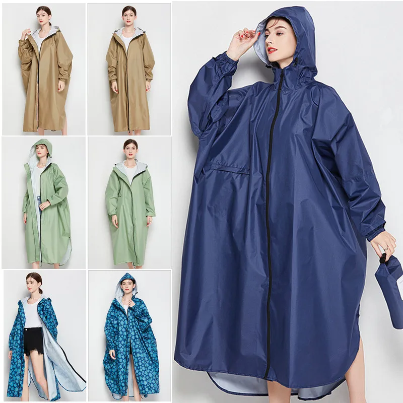 

PU Film Long Rain Coat Poncho Trench Women Men Waterproof Rainwear Fishing Camp Raincoat Cloak Portable Plus Size XXXL