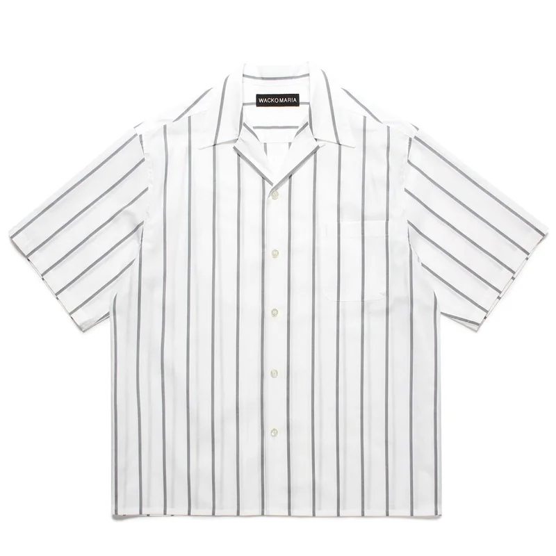 

Fashion Simple Summer WACKO MARIA 25SS Stripes Colour Block Cuban Neck Mens Womens Hawaii Short Sleeve Shirt Tops