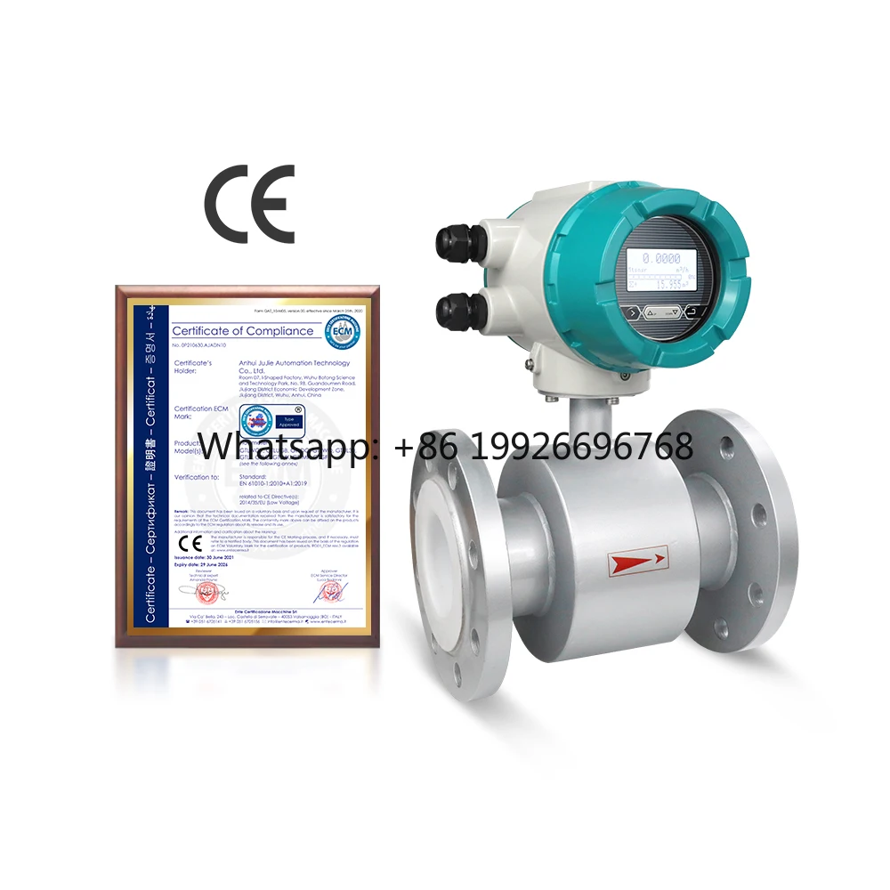 

Электромагнитный расходомер Тип дисплея Подкладка из ПТФЭ 4-20 мА Импульсный выходной сигнал RS485 Молоко Пиво Передатчик потока морской воды