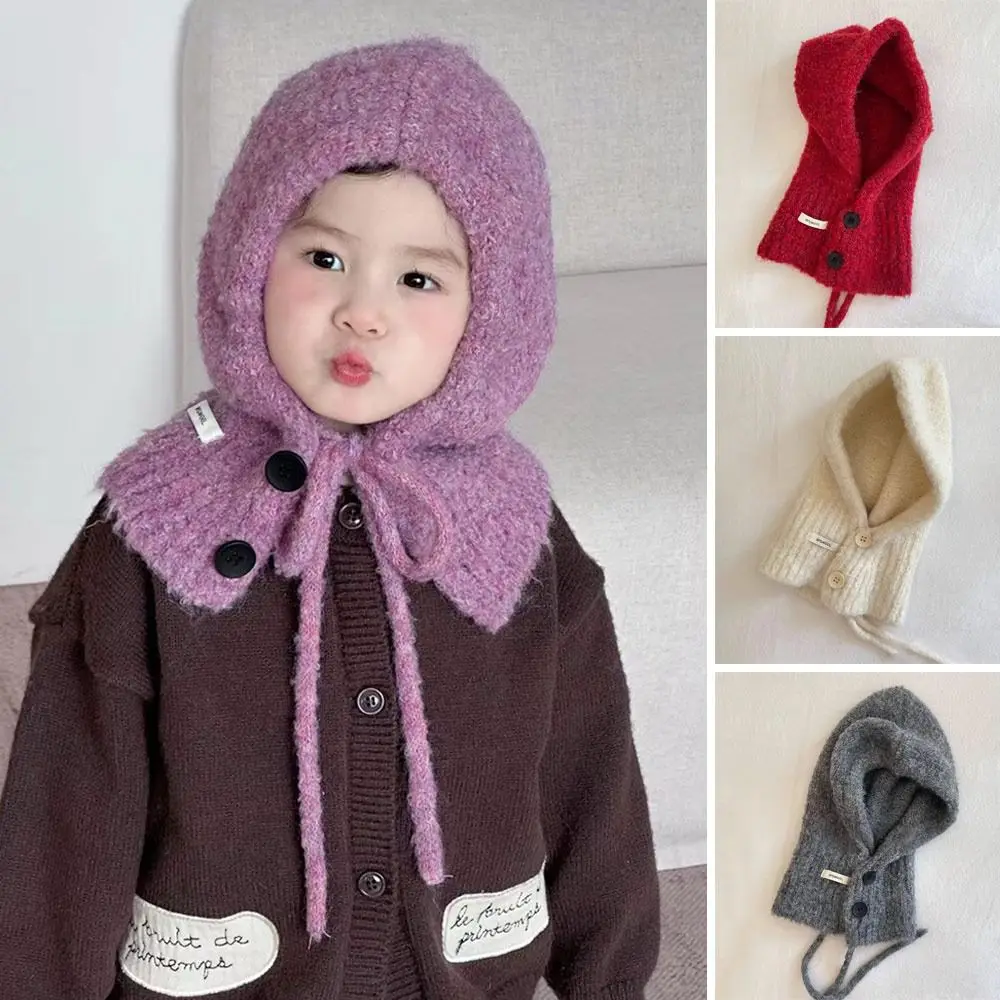 

Cute Keep Warm Winter Children Balaclava Hats Thickened Solid Color Warm Fleece Hats Soft Comfortable Kids Cap Boys Girls