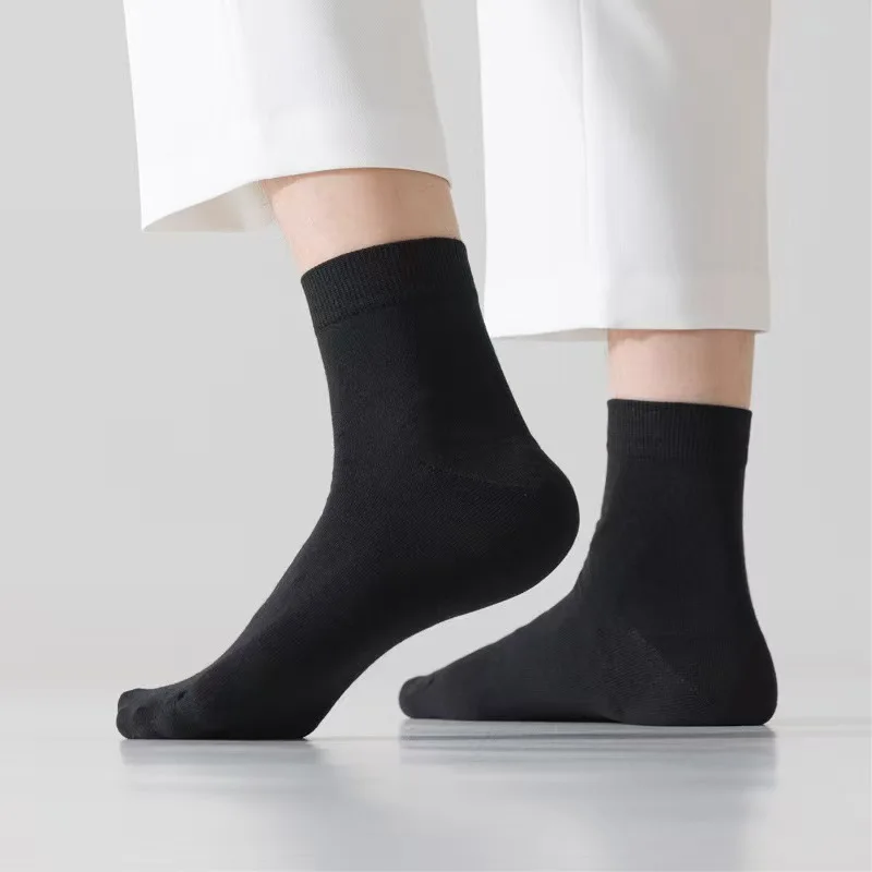 6 أزواج بلون الرجال منتصف طول الجوارب موضة مريحة الخريف الكلاسيكية الأسود جوارب عمل عالية الجودة الرجال الجوارب القصيرة #3