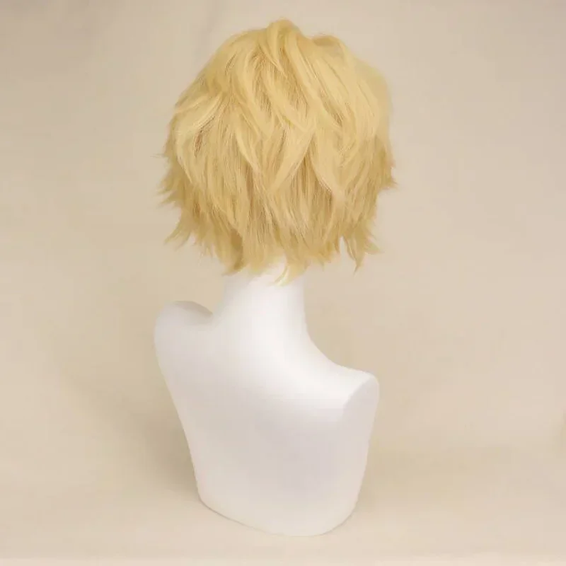 

Хэллоуин Люцифер MorFight Star Косплей Perruque Synthétique pour Homme, Cheveux Courts Blonds, аниме, Lucifer Coplay, 28 см