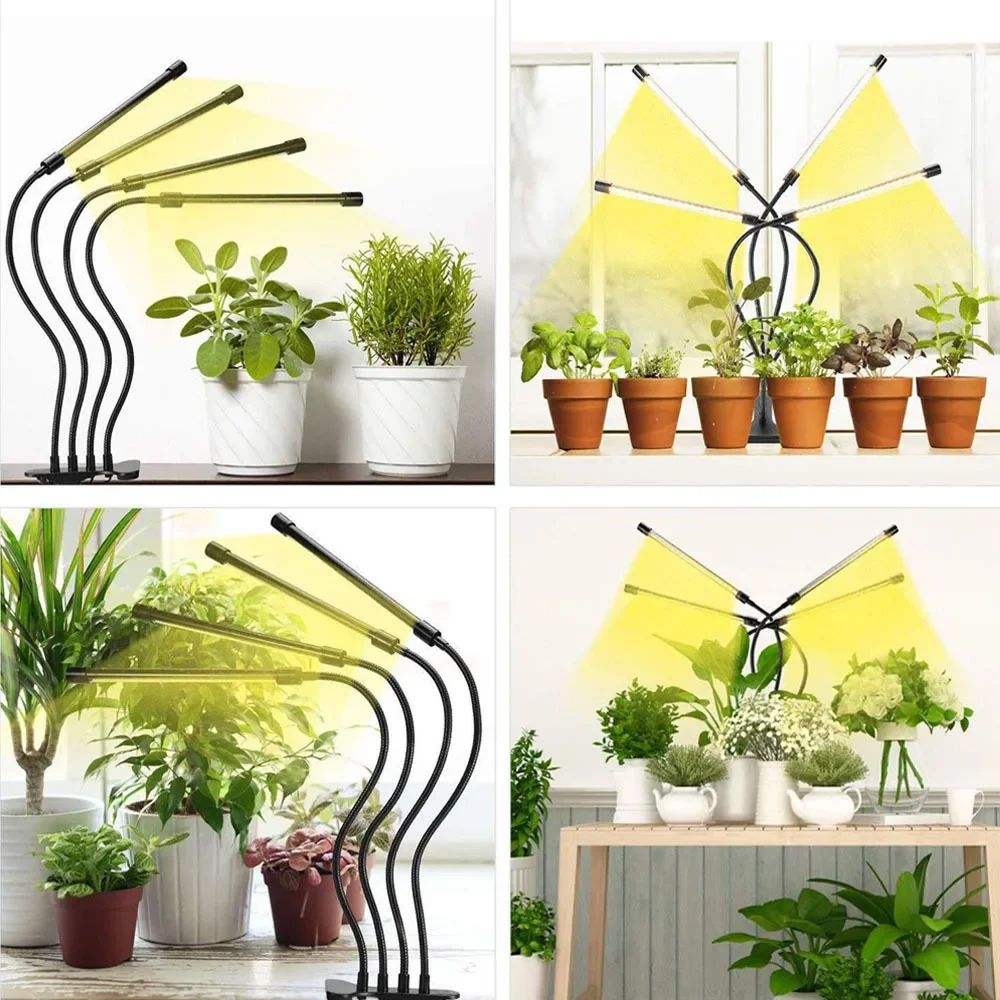 USB Clip Plant Lamp, LED Full Spectrum Growth Lamp, Warm White Light, Timing Dimming.