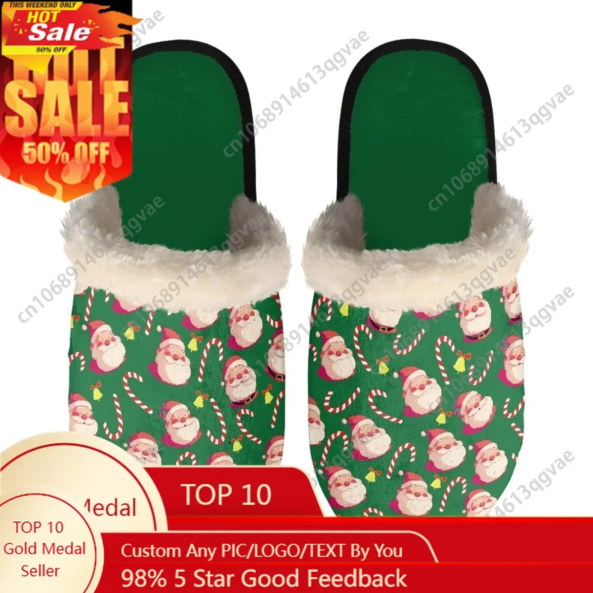 

Christmas Gift Pattern Slippers Mens Womens Home Cotton Plush Bedroom Casual Keep Warm Customized Thermal Lightweight Slipper