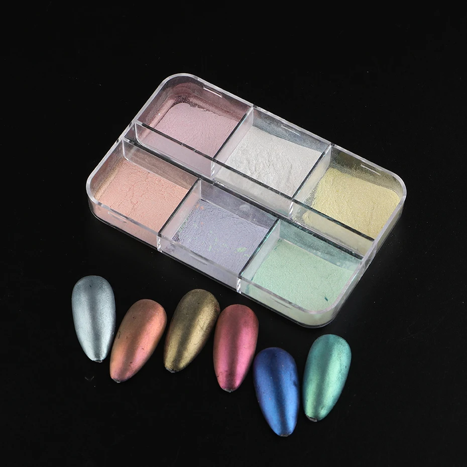 Moonlight Mirror Nails Powder Metallic Chrome Effect Pigments Gel Polish Laser Dust Glitter Aurora Shiny Pearl Nail Manicure Dec — zdjęcie 7