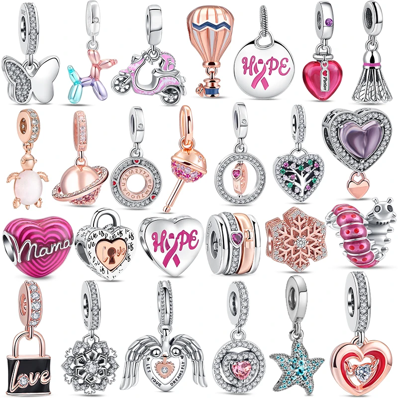 

2025 New Charms 925 Silver Padlock Circle Dangle Lollipop Badminton Beads Fit Original Pantaro Bracelet Bangle Jewelry Pendant
