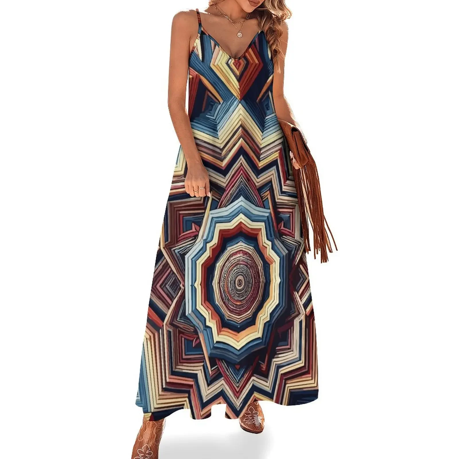 

Hypnotic Abstract Kaleidoscope Sequence Patterns v3 Sleeveless Dress beach dress evening dresses luxury 2024 dress for woman