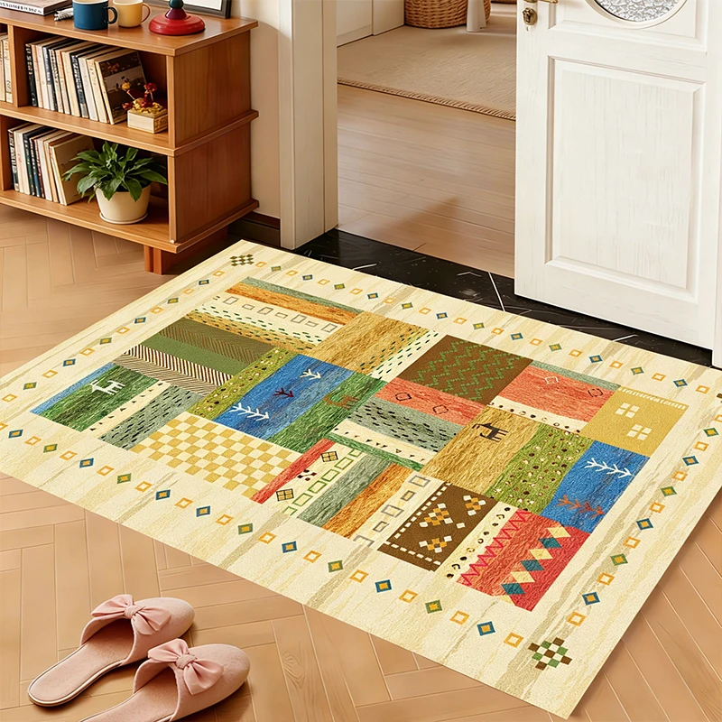 Entrance Carpet Stain-resistant Carpets Comfortable Loop Pile Floor Mat American Retro Style Colorful Rug Home Decoration Rugs