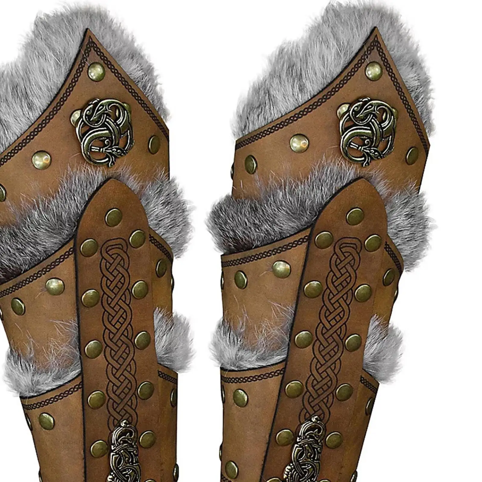 واقيات للذراع من العصور الوسطى من جلد البولي يوريثان، سوار معصم عريض، حزام قابل للتعديل لملحقات المسرح التنكرية #4