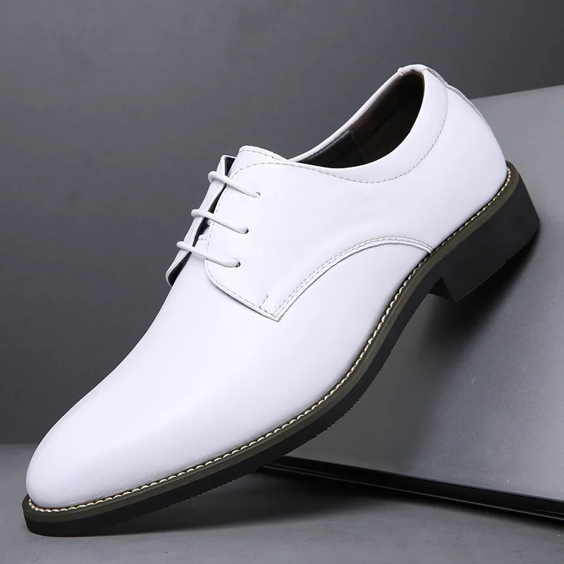 

Dress Shoes Man Business Casual Men's Shoes Large Size White Leather Shoes Men's Soft Sole Non-slip and Wear Resistant Moisture