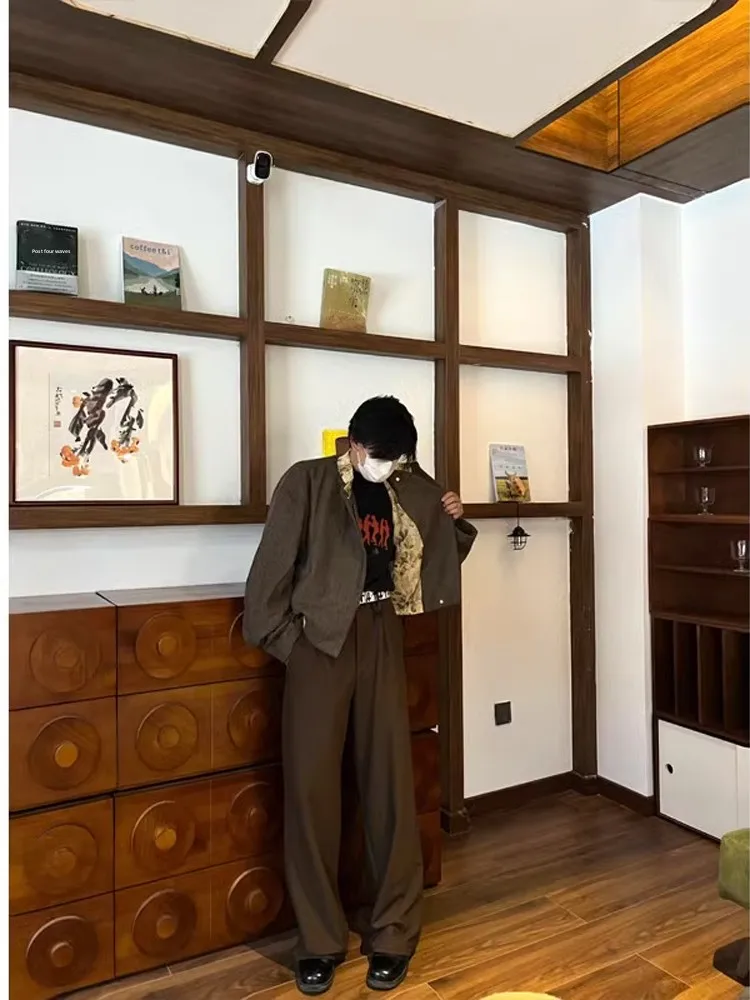 

Men's Woolen Jaet Spring Autumn ort Coat Cleanfit oulder Knife Jaet Casual Loose Fit Long Sve Zipper Closure