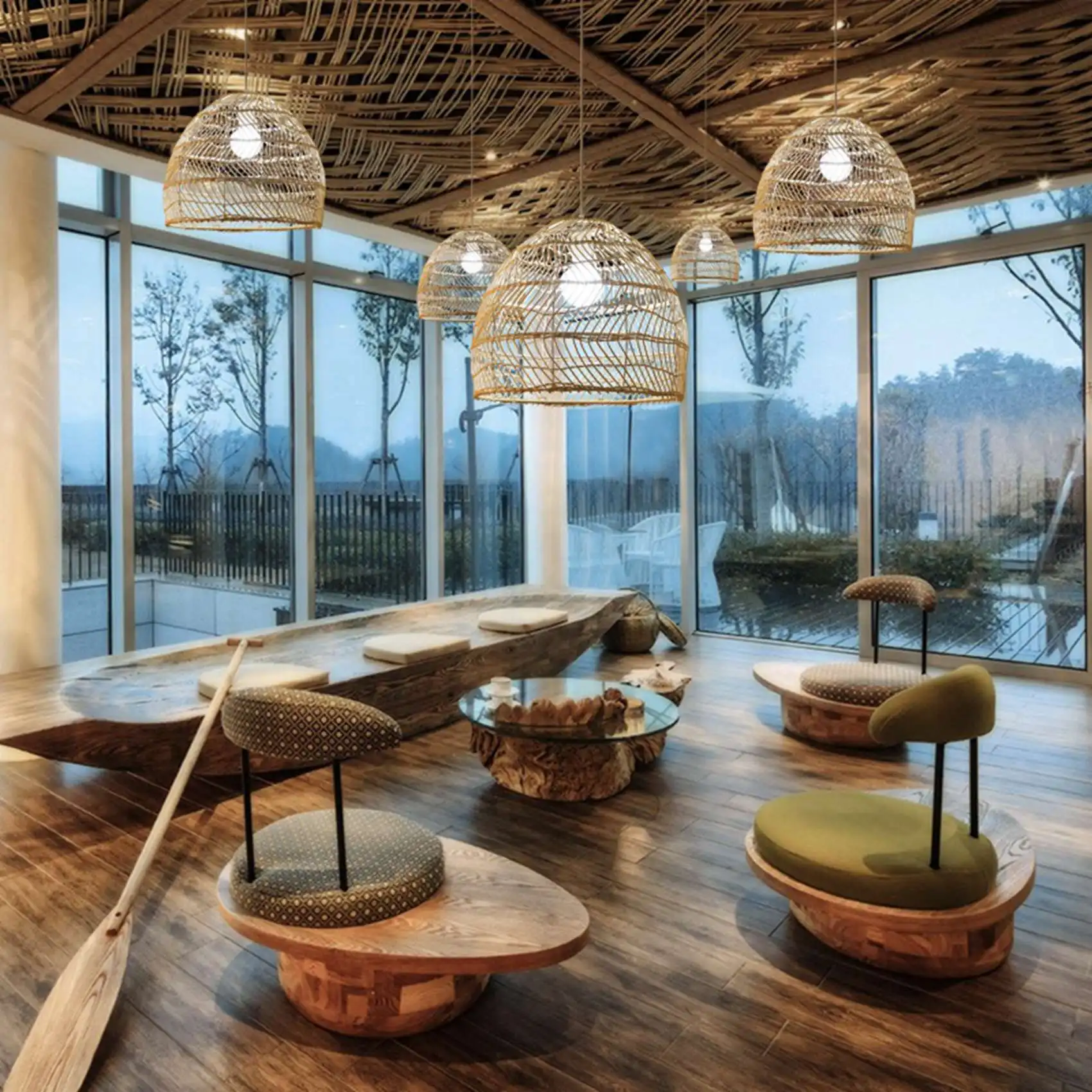 

AA19 2X подвесной светильник из ротанга, винтажный подвесной светильник, абажуры E27, гостиная, столовая, домашний декор, кафе, ресторан, подвесной светильник