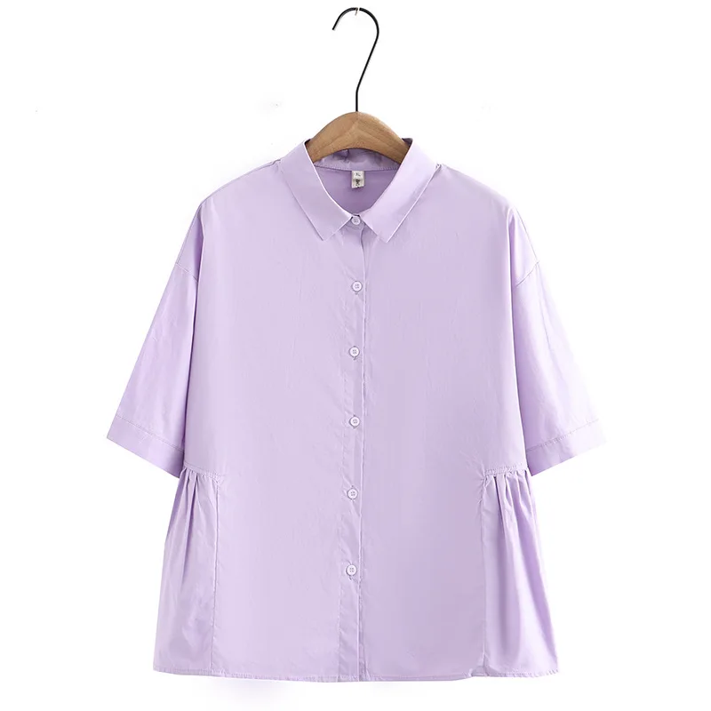 Chemise bleue à manches courtes et boutons pour femmes, grande taille, 3XL, 4XL, 5XL, 6XL, nouvelle collection printemps été 2023