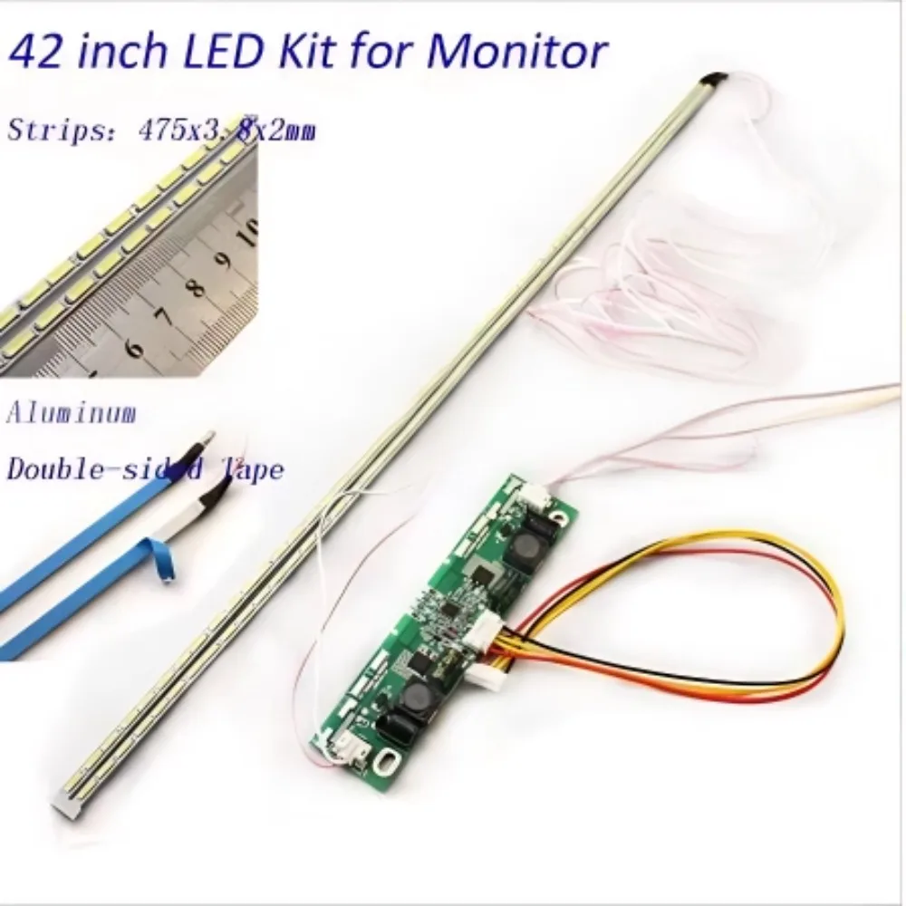 

42 inch LED Aluminum Plate Strip Backlight Lamps Update Kit for LCD Monitor TV Panel 2 LED Strips 475mm Free Shipping
