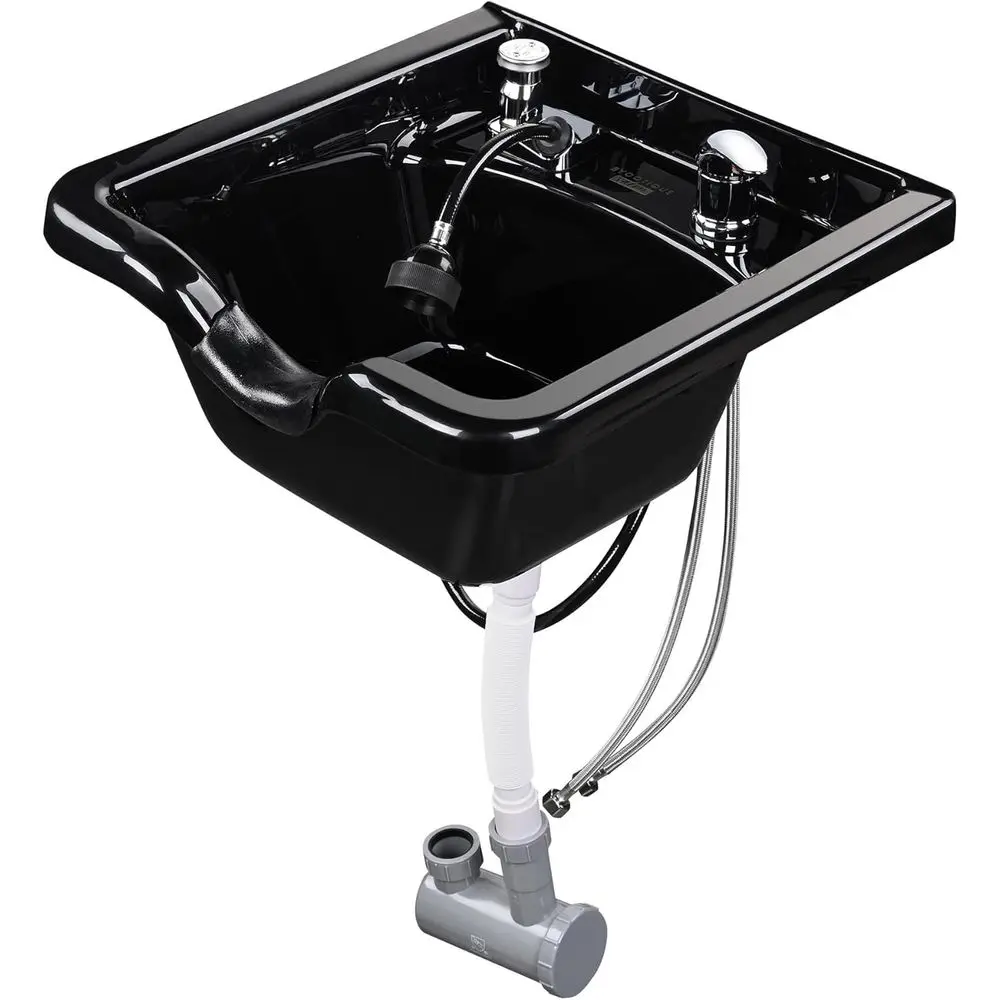 

Shampoo Bowl Hair Sink with Gel Neck Rest Hair Trap Vacuum Breaker Barber Salon Spa Mounting Ability for Home Barbershop